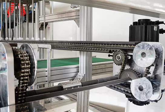 โซ่ฟันเลื่อย 65#Mn ช่วยลำเลียงแผ่น รางอลูมิเนียมระบายความร้อนด้วยน้ำ ประหยัดน้ำ